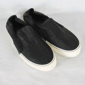 1. State Womens Shoes Size 8.5 Waylan Slip On Chunky Black Leather Croc Embossed